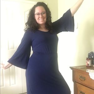 Blue 3/4 sleeve Everly dress